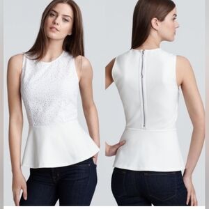 Eyelet Lace/semi sheer Peplum Blouse